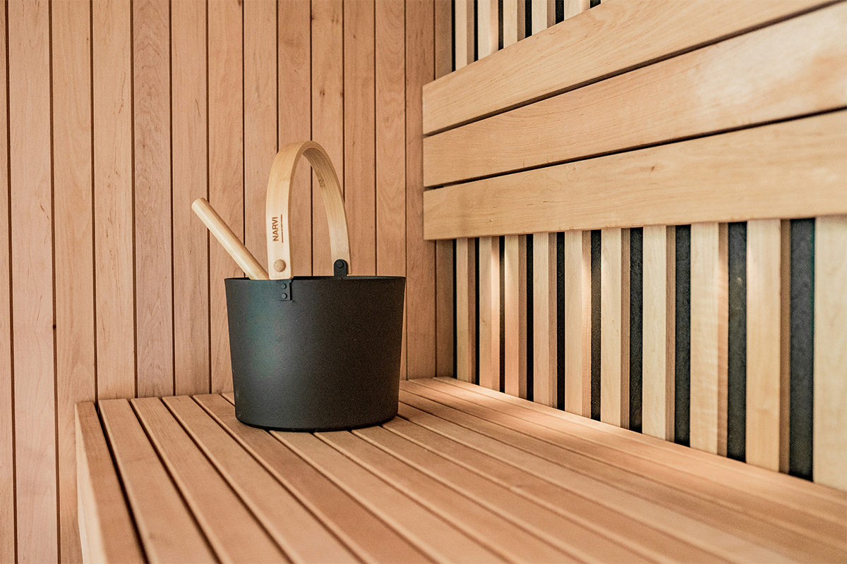 Wooden sauna room